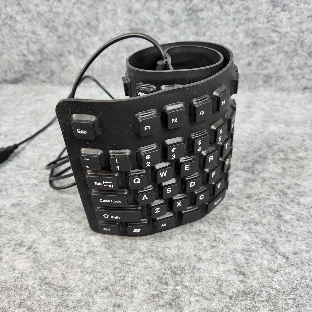 Flexible Roll Up Keyboard Black USB Wired Waterproof Portable Silent Slim TESTED